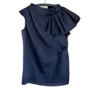 Marni Ruffle Shoulder Silk Tunic Top